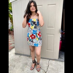 Tropical floral colorful mini dress